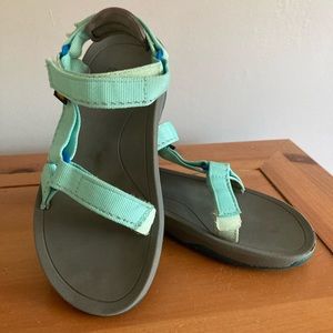 Mint green TEVA strap sandals
